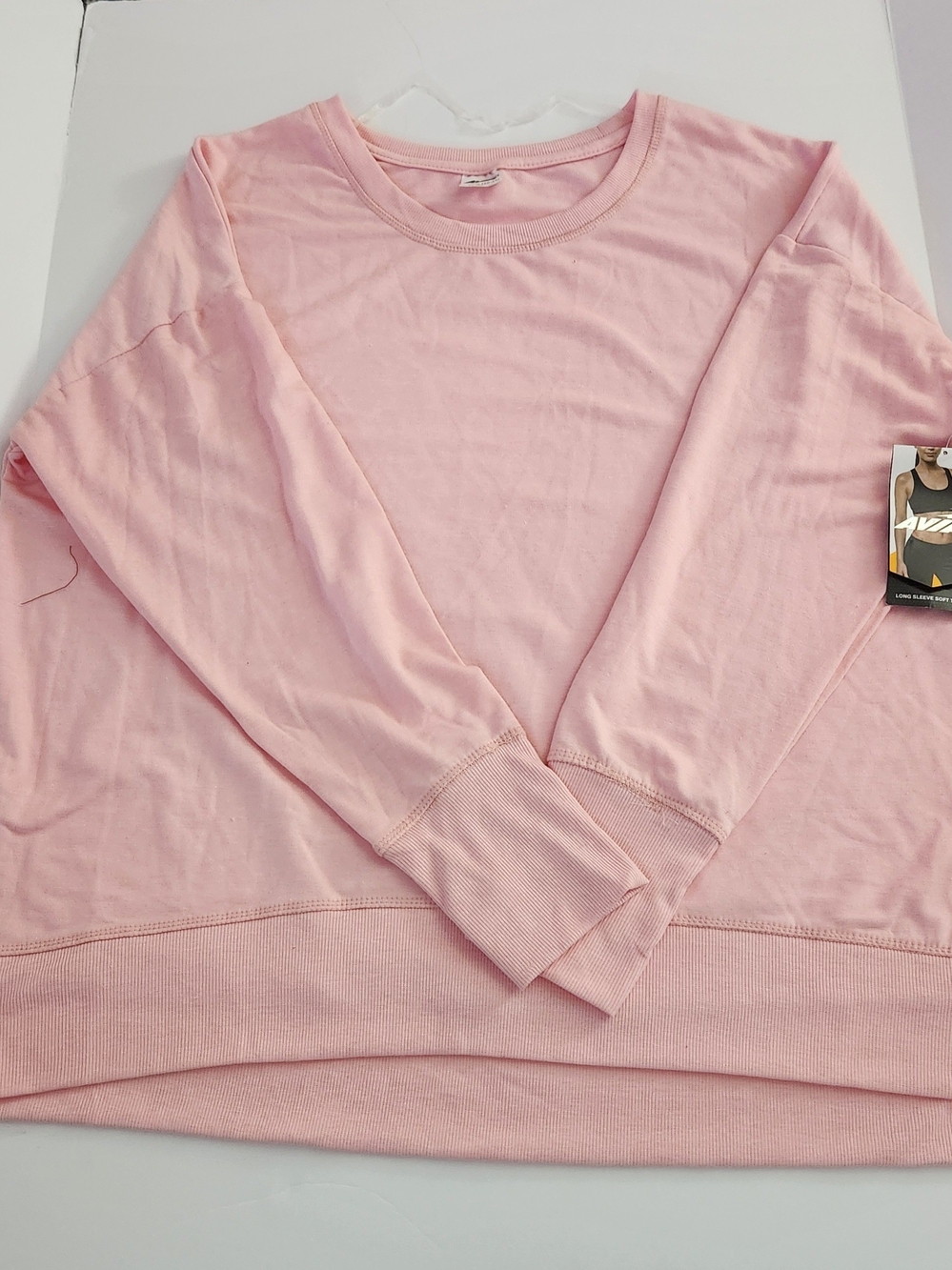 Avia Athletic Shirt Pink Long Sleeves With Thumbholes Crewneck Pullover Size XL